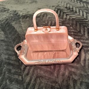 Walborg 60s Pearly Lucite Purse - Sturdy acrylic box bag. Great condition.